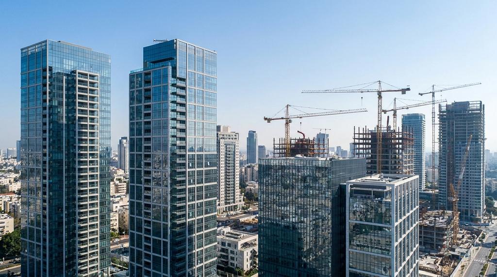 ניתוח מגמות שוק המגורים בישראל רבעון 2 2026 - צילום עיתונאי מקצועי של מגדלי מגורים ומנופי בנייה